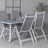 Jídelní stůl Virya - Bílá Alu / Šedé sklo - malý stolek+Albany Light 5-postel bílý alu / Šedá Textilene_4