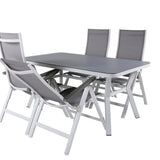 Jídelní stůl Virya - Bílá Alu / Šedé sklo - malý stolek+Albany Light 5-postel bílý alu / Šedá Textilene_4