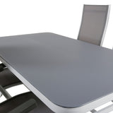 Jídelní stůl Virya - Bílá Alu / Šedé sklo - malý stolek+Albany Light 5-postel bílý alu / Šedá Textilene_4