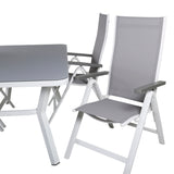 Jídelní stůl Virya - Bílá Alu / Šedé sklo - malý stolek+Albany Light 5-postel bílý alu / Šedá Textilene_4