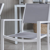 Jídelní stůl Virya - bílá Alu / šedé sklo - malý stůl + stohovací židle Copacabana - bílá/šedá_4