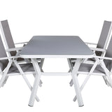 Jídelní stůl Virya - bílá Alu / šedé sklo - malý stůl + židle Break 5:pos - bílá/šedá_4