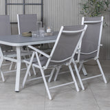 Jídelní stůl Virya - bílá Alu / šedé sklo - malý stůl + židle Break 5:pos - bílá/šedá_4