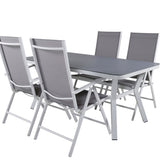 Jídelní stůl Virya - bílá Alu / šedé sklo - malý stůl + židle Break 5:pos - bílá/šedá_4