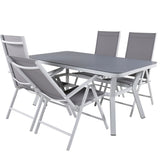 Jídelní stůl Virya - bílá Alu / šedé sklo - malý stůl + židle Break 5:pos - bílá/šedá_4