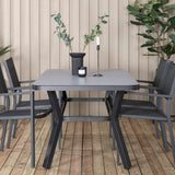 Jídelní stůl Virya - BLACK Alu / šedé sklo - malý stůl + stohovací židle Copacabana - Black/Black_4