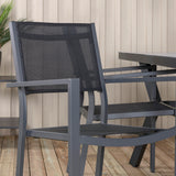 Jídelní stůl Virya - BLACK Alu / šedé sklo - malý stůl + stohovací židle Copacabana - Black/Black_4