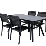 Jídelní stůl Virya - BLACK Alu / šedé sklo - malý stůl + stohovací židle Copacabana - Black/Black_4