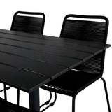 Stohovací křeslo Denver 70*120 Black/Black+Lindos - Black Alu / Black Rope_4