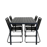 Break Table 150*90 - Black/Black+Lindos Stohovací židle - Black Alu / Black Rope_4