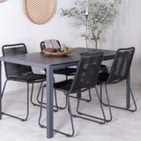 Break Table 150*90 - Black/Black+Lindos Stohovací židle - Black Alu / Black Rope_4