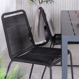 Break Table 150*90 - Black/Black+Lindos Stohovací židle - Black Alu / Black Rope_4