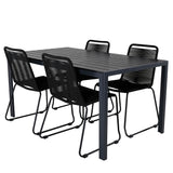 Break Table 150*90 - Black/Black+Lindos Stohovací židle - Black Alu / Black Rope_4