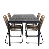 Break Table 150*90 - Black/Black+Lindos Stohovací židle - Black Alu / Latte Rope_4