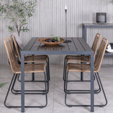 Break Table 150*90 - Black/Black+Lindos Stohovací židle - Black Alu / Latte Rope_4