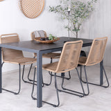 Break Table 150*90 - Black/Black+Lindos Stohovací židle - Black Alu / Latte Rope_4