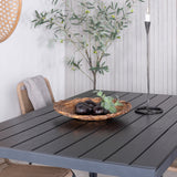 Break Table 150*90 - Black/Black+Lindos Stohovací židle - Black Alu / Latte Rope_4