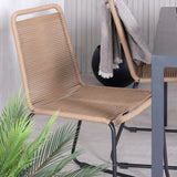 Break Table 150*90 - Black/Black+Lindos Stohovací židle - Black Alu / Latte Rope_4