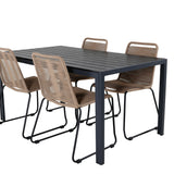 Break Table 150*90 - Black/Black+Lindos Stohovací židle - Black Alu / Latte Rope_4