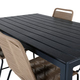 Break Table 150*90 - Black/Black+Lindos Stohovací židle - Black Alu / Latte Rope_4