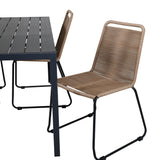 Break Table 150*90 - Black/Black+Lindos Stohovací židle - Black Alu / Latte Rope_4