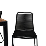 Bois Jídelní stůl 205*90cm - Černé nohy / Akácie +Lindos Stohovací židle - Black Alu / Black Rope_6