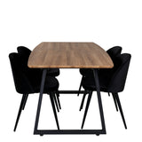 Jídelní stůl Inca - 160/200*85*H75 - Dub / Černá + Sametová jídelní židle - Černá / Černá_4