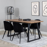 Jídelní stůl Inca - 160/200*85*H75 - Dub / Černá + Sametová jídelní židle - Černá / Černá_4