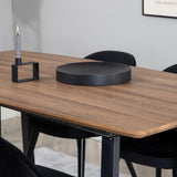 Jídelní stůl Inca - 160/200*85*H75 - Dub / Černá + Sametová jídelní židle - Černá / Černá_4