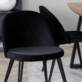 Jídelní stůl Inca - 160/200*85*H75 - Dub / Černá + Sametová jídelní židle - Černá / Černá_4