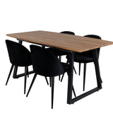 Jídelní stůl Inca - 160/200*85*H75 - Dub / Černá + Sametová jídelní židle - Černá / Černá_4