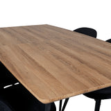 Jídelní stůl Inca - 160/200*85*H75 - Dub / Černá + Sametová jídelní židle - Černá / Černá_4