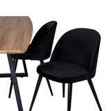 Jídelní stůl Inca - 160/200*85*H75 - Dub / Černá + Sametová jídelní židle - Černá / Černá_4