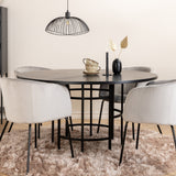 Copenhagen - Jídelní stůl kulatý - Černá / Černá + židle Berit - Černá / Světle šedá Velvet_4