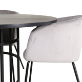 Copenhagen - Jídelní stůl kulatý - Černá / Černá + židle Berit - Černá / Světle šedá Velvet_4