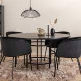 Copenhagen - Jídelní stůl kulatý - Černá / Černá + Berit Židle - Černá / Černá Velvet_4