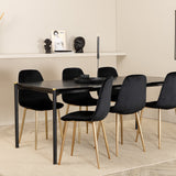 Jídelní stůl Pelle, černá černá Černá+Polar jídelní židle, černá mosaz_6