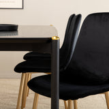 Jídelní stůl Pelle, černá černá Černá+Polar jídelní židle, černá mosaz_6