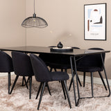 Jídelní stůl Petra, černá černá dýha+sametová jídelní židle, černé nohy, černá látka_6