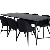 Jídelní stůl Petra, černá černá dýha+sametová jídelní židle, černé nohy, černá látka_6