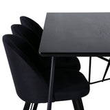 Jídelní stůl Petra, černá černá dýha+sametová jídelní židle, černé nohy, černá látka_6