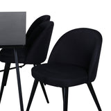 Jídelní stůl Petra, černá černá dýha+sametová jídelní židle, černé nohy, černá látka_6
