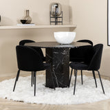 Kulatý jídelní stůl Marbs , černé černé sklo Marble+Wrinkles jídelní židle , černé nohy , černý samet_4