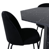 Kulatý jídelní stůl Marbs , černé černé sklo Marble+Wrinkles jídelní židle , černé nohy , černý samet_4