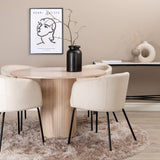 Bianca kulatý jídelní stůl , White Wash Černá dýha + židle Berit , Black Beige Velvet_4