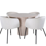 Bianca kulatý jídelní stůl , White Wash Černá dýha + židle Berit , Black Beige Velvet_4