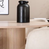 Bianca kulatý jídelní stůl , White Wash Černá dýha + židle Berit , Black Beige Velvet_4