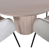 Bianca kulatý jídelní stůl , White Wash Černá dýha + židle Berit , Black Beige Velvet_4