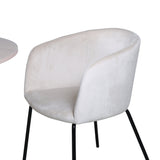Bianca kulatý jídelní stůl , White Wash Černá dýha + židle Berit , Black Beige Velvet_4