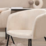 Bianca kulatý jídelní stůl , White Wash Černá dýha + židle Berit , Black Beige Velvet_4